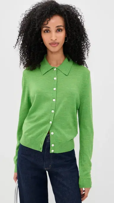 Sandy Liang Ley Cardigan Heather Green | Thumbnail 2