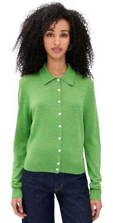 Sandy Liang Ley Cardigan Heather Green | Thumbnail 1