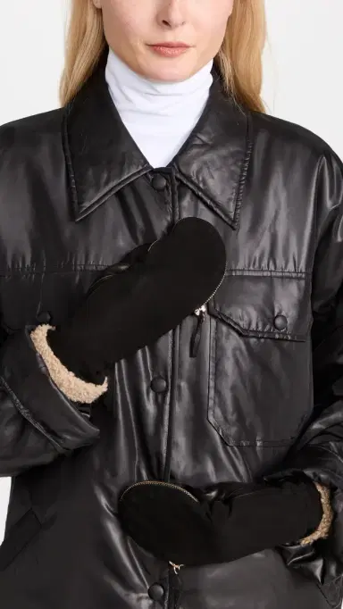 Carolina Amato Shearling Cuff Mittens | Thumbnail 3 Carolina Amato Shearling Cuff Mittens | Thumbnail 3