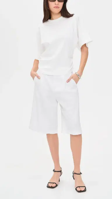 DL1961 DL Aura Hepburn High Rise Pleated Denim Shorts White Aura | Thumbnail 5 DL1961 DL Aura Hepburn High Rise Pleated Denim Shorts White Aura | Thumbnail 5