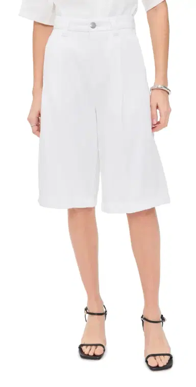 DL1961 DL Aura Hepburn High Rise Pleated Denim Shorts White Aura | Thumbnail 1 DL1961 DL Aura Hepburn High Rise Pleated Denim Shorts White Aura | Thumbnail 1