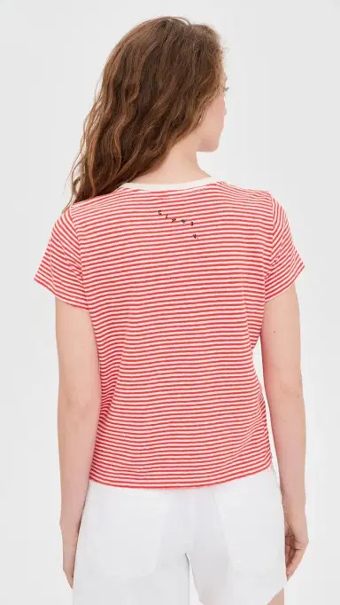 Clare V. Clare V. Classic Tee Bright Poppy/Cream S | Thumbnail 3 Clare V. Clare V. Classic Tee Bright Poppy/Cream S | Thumbnail 3