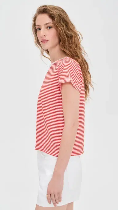 Clare V. Clare V. Classic Tee Bright Poppy/Cream S | Thumbnail 4 Clare V. Clare V. Classic Tee Bright Poppy/Cream S | Thumbnail 4