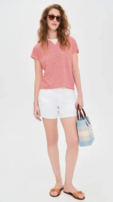 Clare V. Clare V. Classic Tee Bright Poppy/Cream S | Thumbnail 5 Clare V. Clare V. Classic Tee Bright Poppy/Cream S | Thumbnail 5