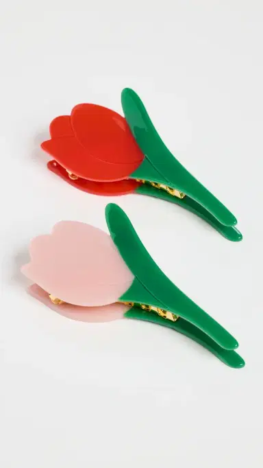 Loeffler Randall Juniper Tulip Clip Set Red/Pink One Size | Thumbnail 2