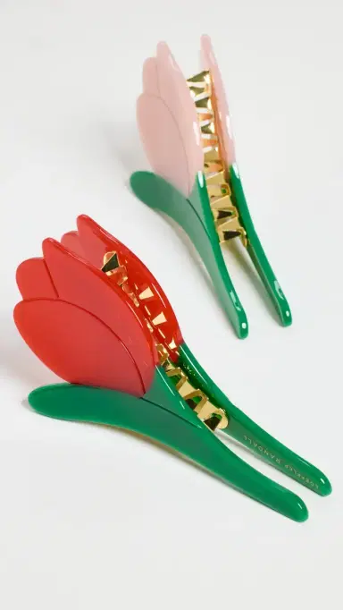 Loeffler Randall Juniper Tulip Clip Set Red/Pink One Size | Thumbnail 4