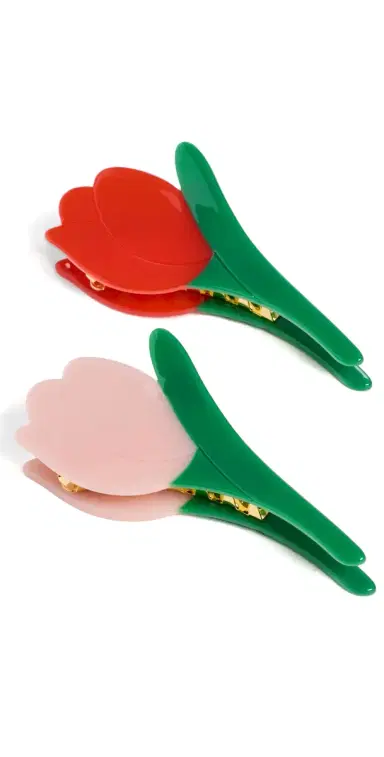 Loeffler Randall Juniper Tulip Clip Set Red/Pink One Size | Thumbnail 1