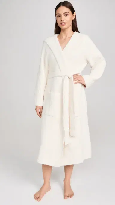 Barefoot Dreams CozyChic Ribbed Hooded Robe Cream 1 | Thumbnail 2