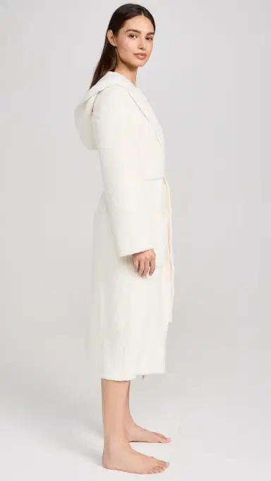 Barefoot Dreams CozyChic Ribbed Hooded Robe Cream 1 | Thumbnail 4