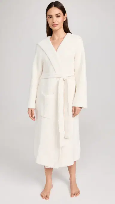 Barefoot Dreams CozyChic Ribbed Hooded Robe Cream 1 | Thumbnail 5