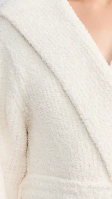 Barefoot Dreams CozyChic Ribbed Hooded Robe Cream 1 | Thumbnail 6