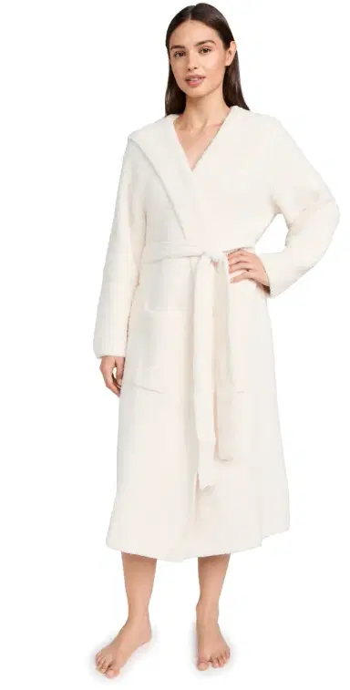 Barefoot Dreams CozyChic Ribbed Hooded Robe Cream 1 | Thumbnail 1