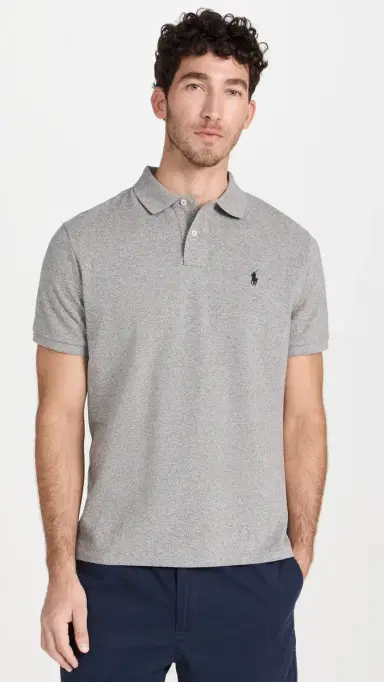 Polo Ralph Lauren Custom Slim Fit Iconic Mesh Polo Canterbury Heather | Thumbnail 2 Polo Ralph Lauren Custom Slim Fit Iconic Mesh Polo Canterbury Heather | Thumbnail 2