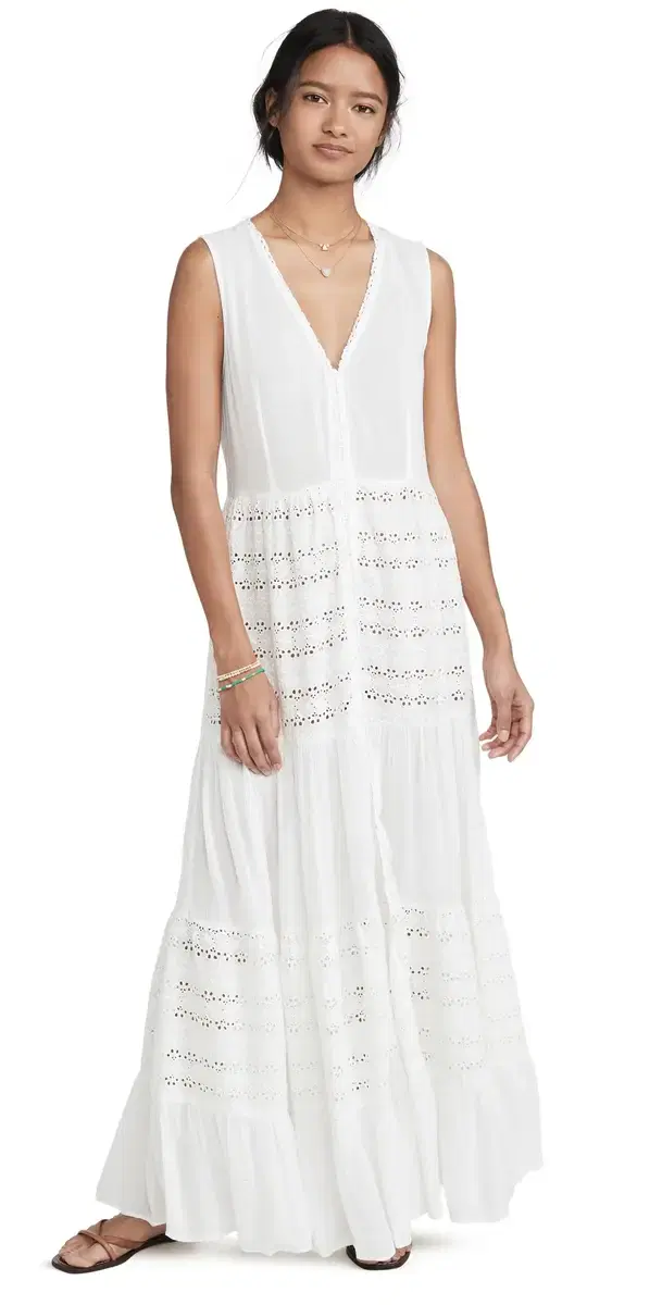 Playa Lucila Eyelet Maxi Dress White
