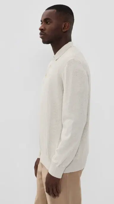 Barbour Pima Cotton Knitted Polo Shirt Neutral | Thumbnail 4