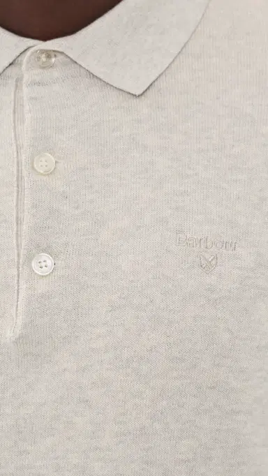 Barbour Pima Cotton Knitted Polo Shirt Neutral | Thumbnail 6