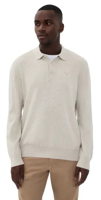 Barbour Pima Cotton Knitted Polo Shirt Neutral | Thumbnail 1