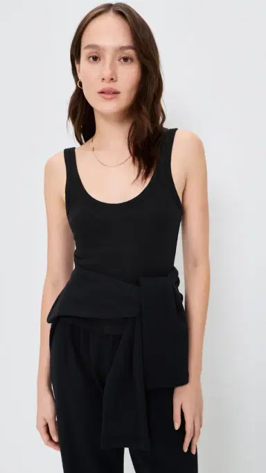 LESET Laura Scoop Neck Tank Black L | Thumbnail 2