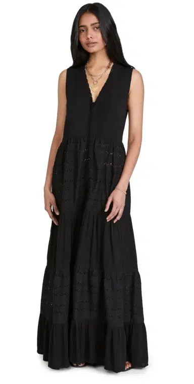 Playa Lucila Eyelet Maxi Dress Black | Thumbnail 1 Playa Lucila Eyelet Maxi Dress Black | Thumbnail 1