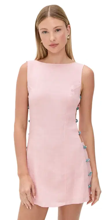 VRG GRL Tia Linen Mini Dress Blush S | Thumbnail 1 VRG GRL Tia Linen Mini Dress Blush S | Thumbnail 1
