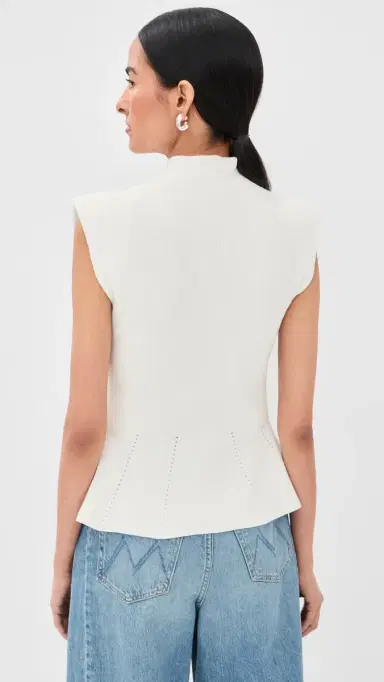 Veronica Beard Seraphine Knit Blouse Off White | Thumbnail 3 Veronica Beard Seraphine Knit Blouse Off White | Thumbnail 3