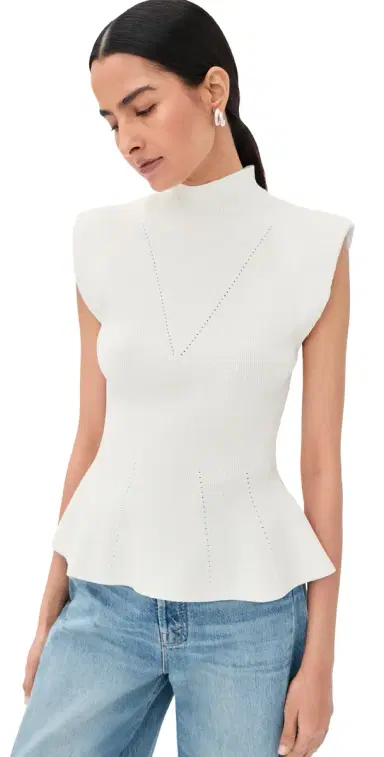 Veronica Beard Seraphine Knit Blouse Off White | Thumbnail 1 Veronica Beard Seraphine Knit Blouse Off White | Thumbnail 1