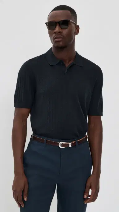 Theory Cable Knit Polo in Fine Bilen Dark Eclipse | Thumbnail 2 Theory Cable Knit Polo in Fine Bilen Dark Eclipse | Thumbnail 2