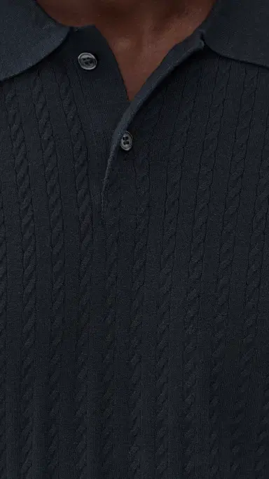 Theory Cable Knit Polo in Fine Bilen Dark Eclipse | Thumbnail 6 Theory Cable Knit Polo in Fine Bilen Dark Eclipse | Thumbnail 6