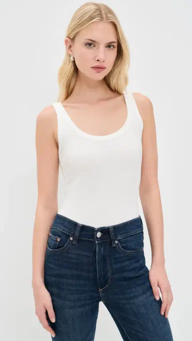 GOOD AMERICAN Ribbed Tank Thong Bodysuit Chalk XL | Thumbnail 2 GOOD AMERICAN Ribbed Tank Thong Bodysuit Chalk XL | Thumbnail 2