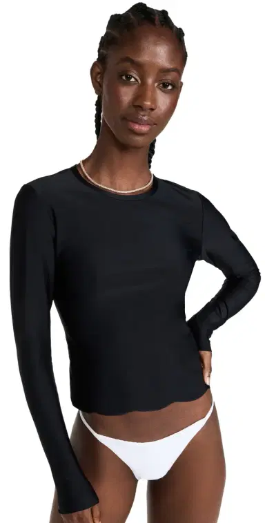 Cover Scallop Swim Tee Black | Thumbnail 1 Cover Scallop Swim Tee Black | Thumbnail 1