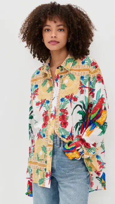 Coniglio Palm Beach Classic Button Down Tropical Aviary Breeze One Size | Thumbnail 2 Coniglio Palm Beach Classic Button Down Tropical Aviary Breeze One Size | Thumbnail 2