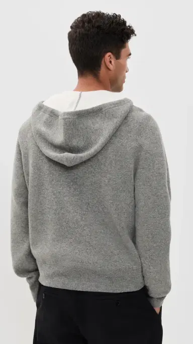 SIMKHAI Jackson Cashmere Blend Hoodie Heather Grey | Thumbnail 3