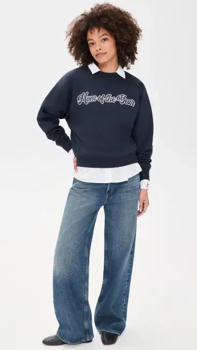 Favorite Daughter The Mom of The Year Varsity Sweatshirt Navy | Thumbnail 5