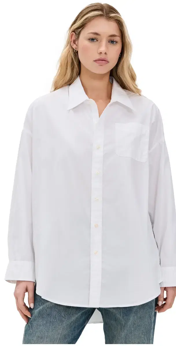 Drop Neck Oxford hirt White