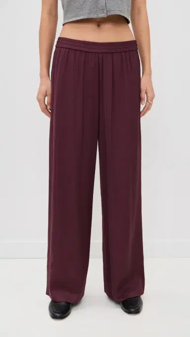 LE BOP Arden Satin Wide Leg Pants Mahogany L | Thumbnail 3