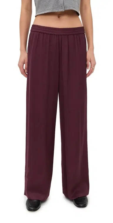 LE BOP Arden Satin Wide Leg Pants Mahogany L | Thumbnail 1