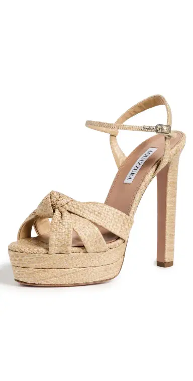 Aquazzura Nina Plateau Sandals Natural/Silver | Thumbnail 1 Aquazzura Nina Plateau Sandals Natural/Silver | Thumbnail 1