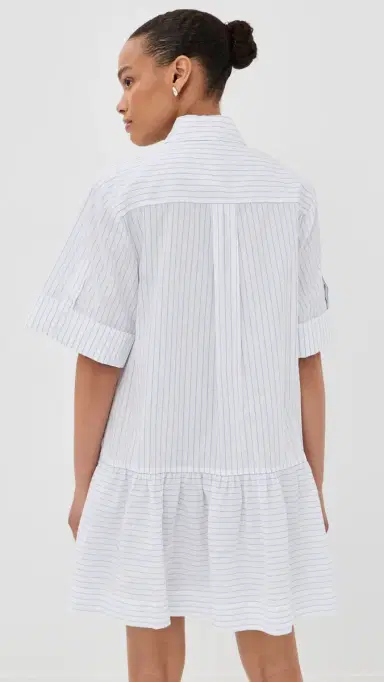 SIMKHAI Cris Button Up Shirt Dress White Stripe | Thumbnail 3