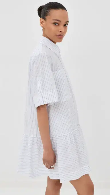 SIMKHAI Cris Button Up Shirt Dress White Stripe | Thumbnail 4
