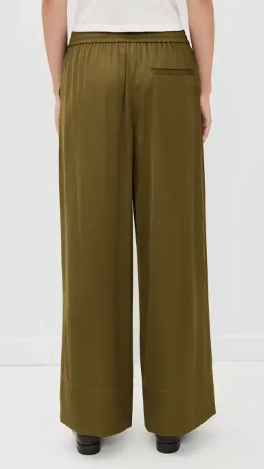 LE BOP Arden Satin Wide Leg Pants Military Green M | Thumbnail 3