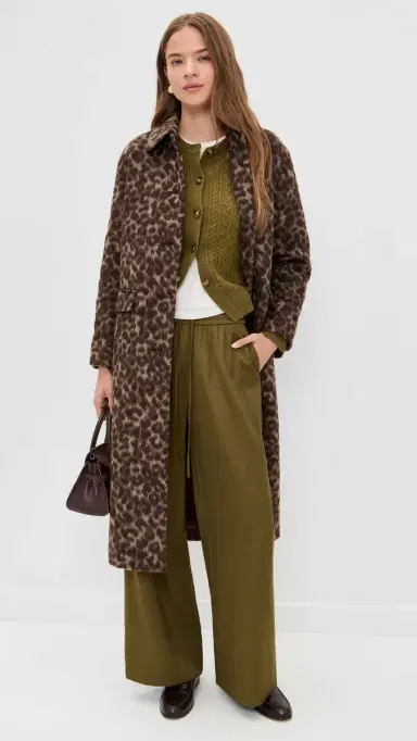 LE BOP Arden Satin Wide Leg Pants Military Green M | Thumbnail 5