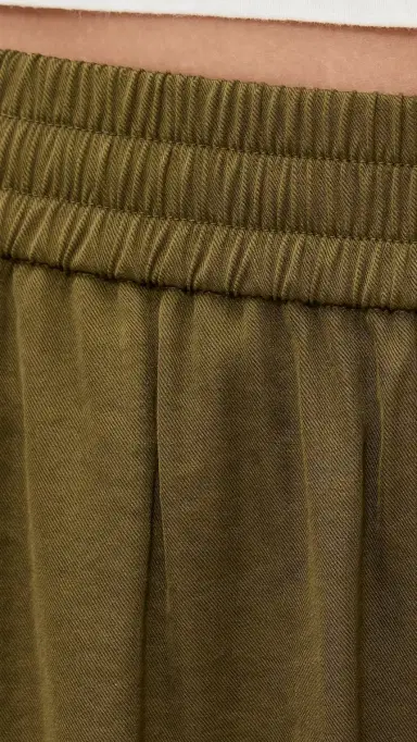 LE BOP Arden Satin Wide Leg Pants Military Green M | Thumbnail 6