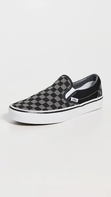 Vans Classic Slip On Unisex Sneakers Black/Pewter Checkerboard M 12 | Thumbnail 2