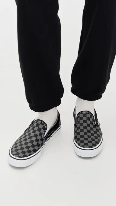 Vans Classic Slip On Unisex Sneakers Black/Pewter Checkerboard M 12 | Thumbnail 3