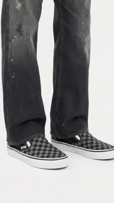 Vans Classic Slip On Unisex Sneakers Black/Pewter Checkerboard M 12 | Thumbnail 4