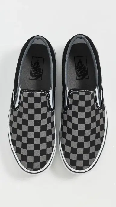 Vans Classic Slip On Unisex Sneakers Black/Pewter Checkerboard M 12 | Thumbnail 6
