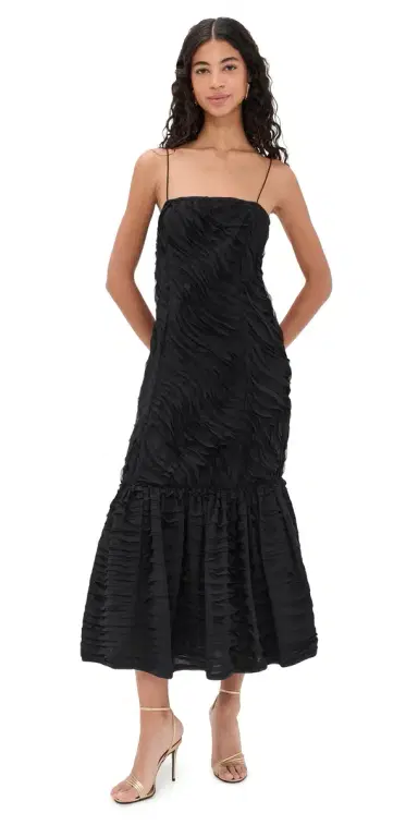 Ulla Johnson Augustina Ruffle Dress Noir | Thumbnail 1 Ulla Johnson Augustina Ruffle Dress Noir | Thumbnail 1