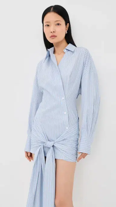 The Attico Mini Stripe Shirt Dress Light Blue/White | Thumbnail 3 The Attico Mini Stripe Shirt Dress Light Blue/White | Thumbnail 3