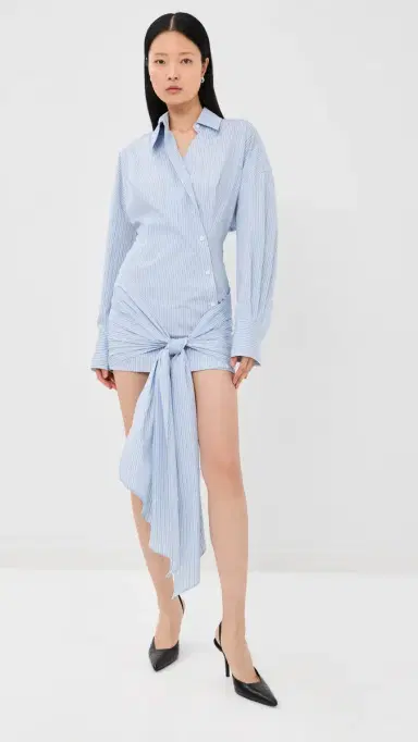 The Attico Mini Stripe Shirt Dress Light Blue/White | Thumbnail 6 The Attico Mini Stripe Shirt Dress Light Blue/White | Thumbnail 6