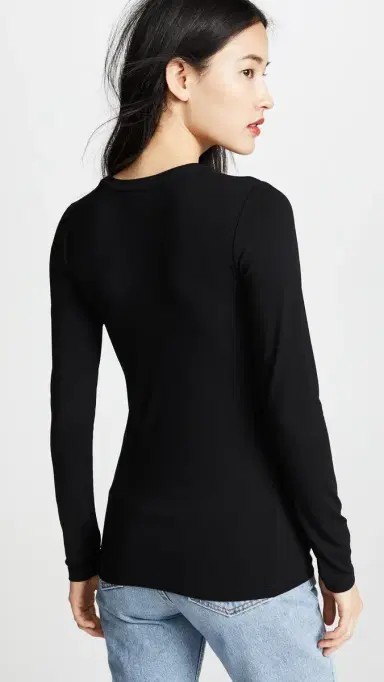 L'AGENCE Crew Neck Tess Shirt Black | Thumbnail 3